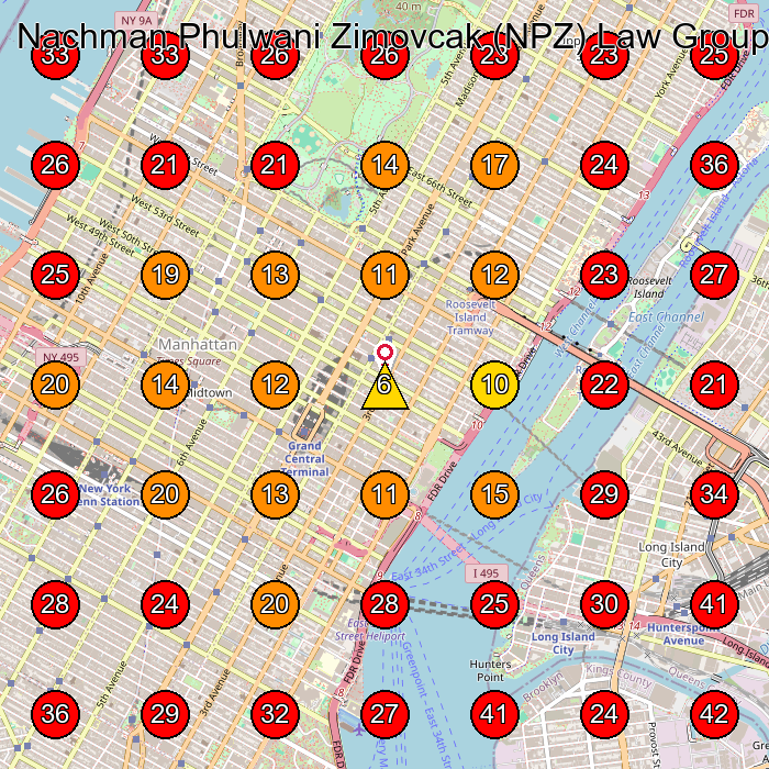 Nachman Phulwani Zimovcak (NPZ) Law Group - VISASERVE GeoGrid visibility map for Immigration Attorney in New York
